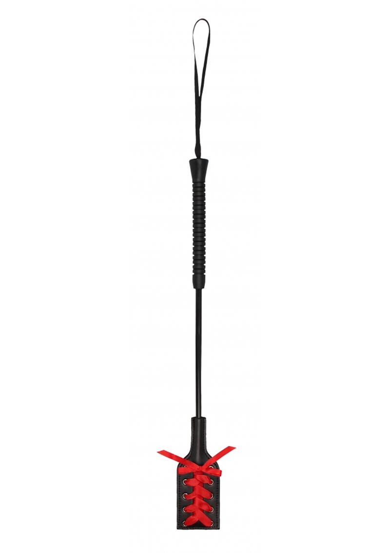 Load image into Gallery viewer, Ouch! Crop Black Rectangle with Red Lace - Black/Red - Large
