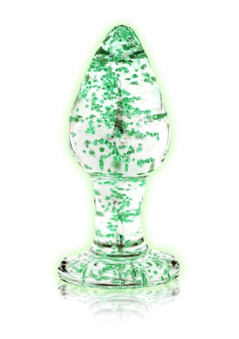 Load image into Gallery viewer, Ouch! Glass Butt Plug - Glow In The Dark/Green - Small

