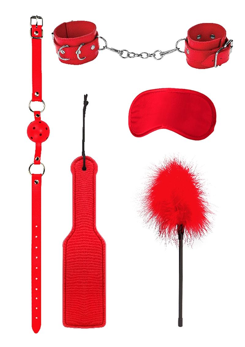 Load image into Gallery viewer, Ouch! Kits Introductory Bondage Kit #4 - Red - 5 Piece Kit
