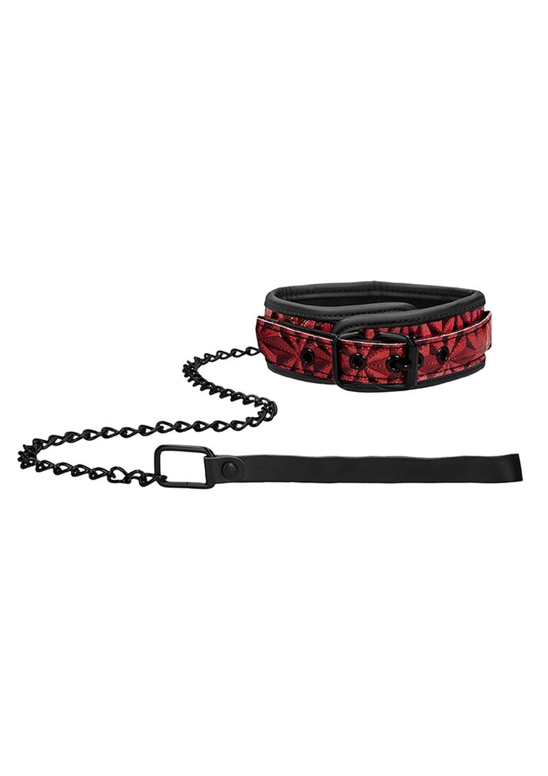 Load image into Gallery viewer, Ouch! Luxury Collar with Leash - Burgundy/Red
