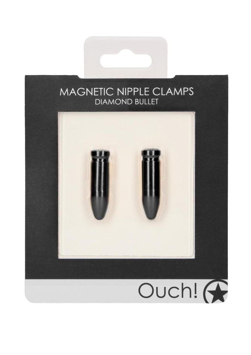 Load image into Gallery viewer, Ouch! Magnetic Nipple Clamps Diamond Bullet - Black
