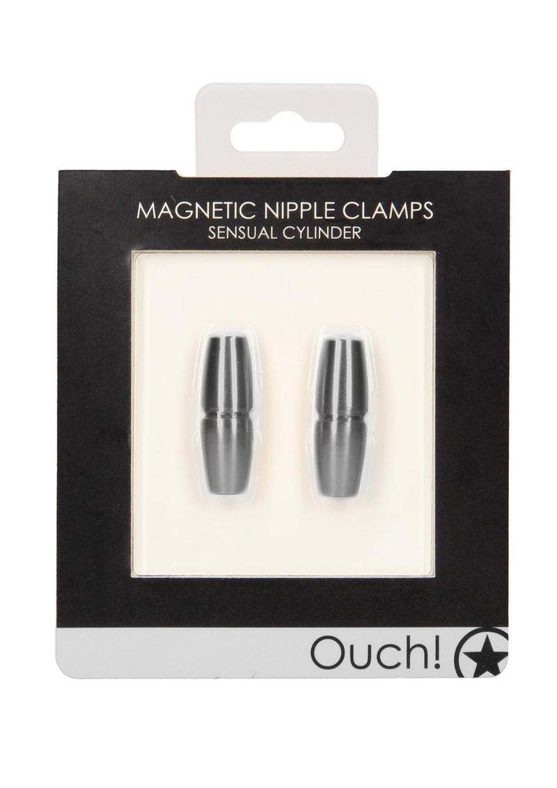 Load image into Gallery viewer, Ouch! Magnetic Nipple Clamps Sensual Cylinder - Grey
