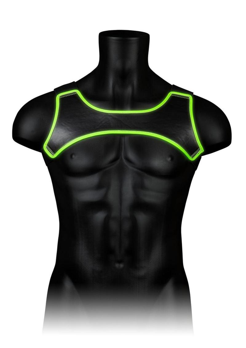 Load image into Gallery viewer, Ouch! Neoprene Harness - Black/Glow In The Dark/Green - Large/XLarge
