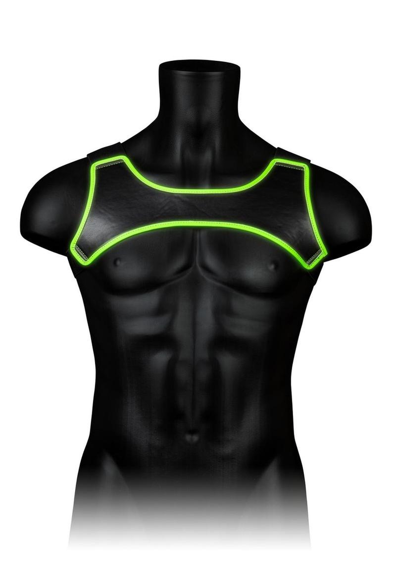 Load image into Gallery viewer, Ouch! Neoprene Harness - Black/Glow In The Dark/Green - Medium/Small
