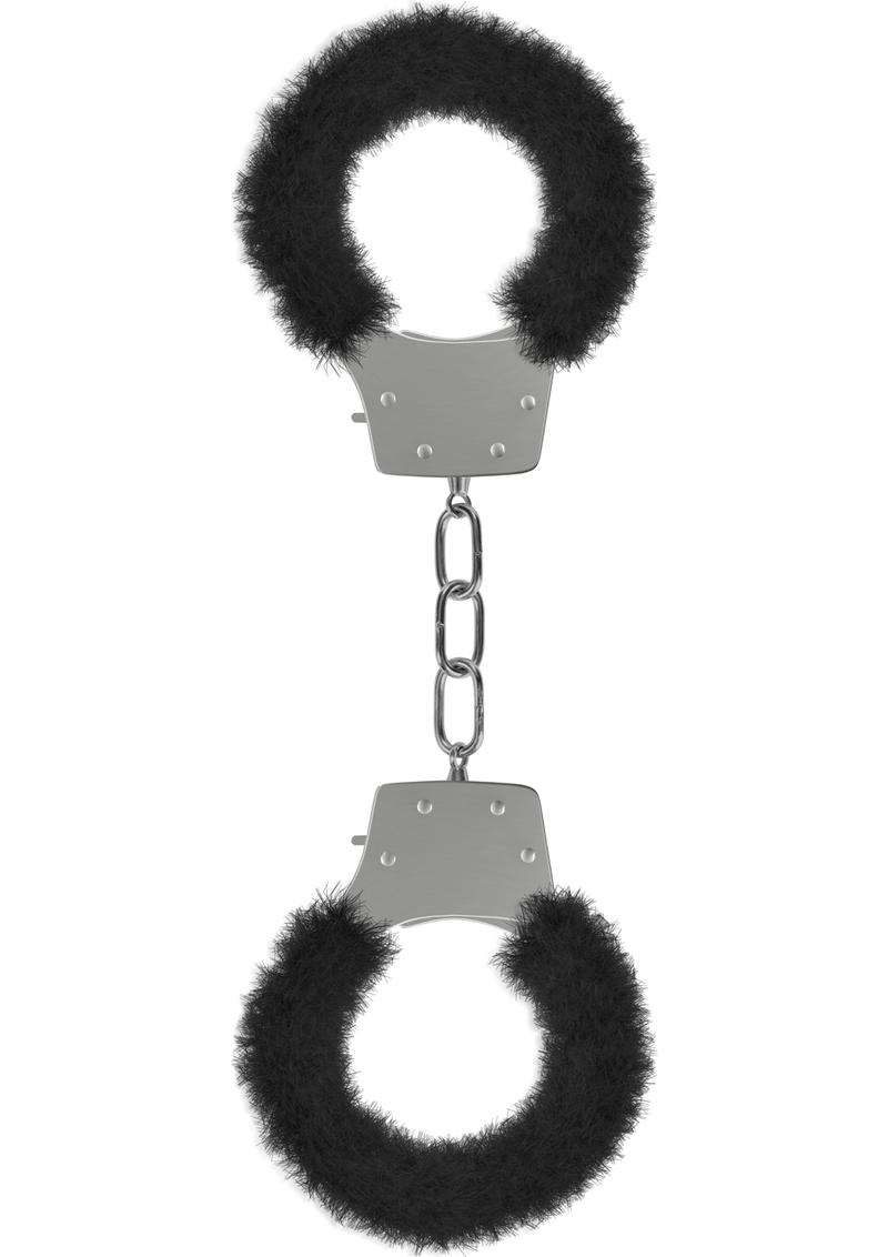 Load image into Gallery viewer, Ouch! Pleasure Furry Handcuffs - Black/Metal
