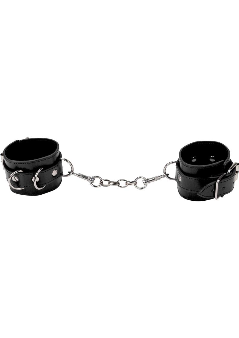 Load image into Gallery viewer, Ouch Premium Bonded Leather Cuffs For Hands Or Ankles - Black
