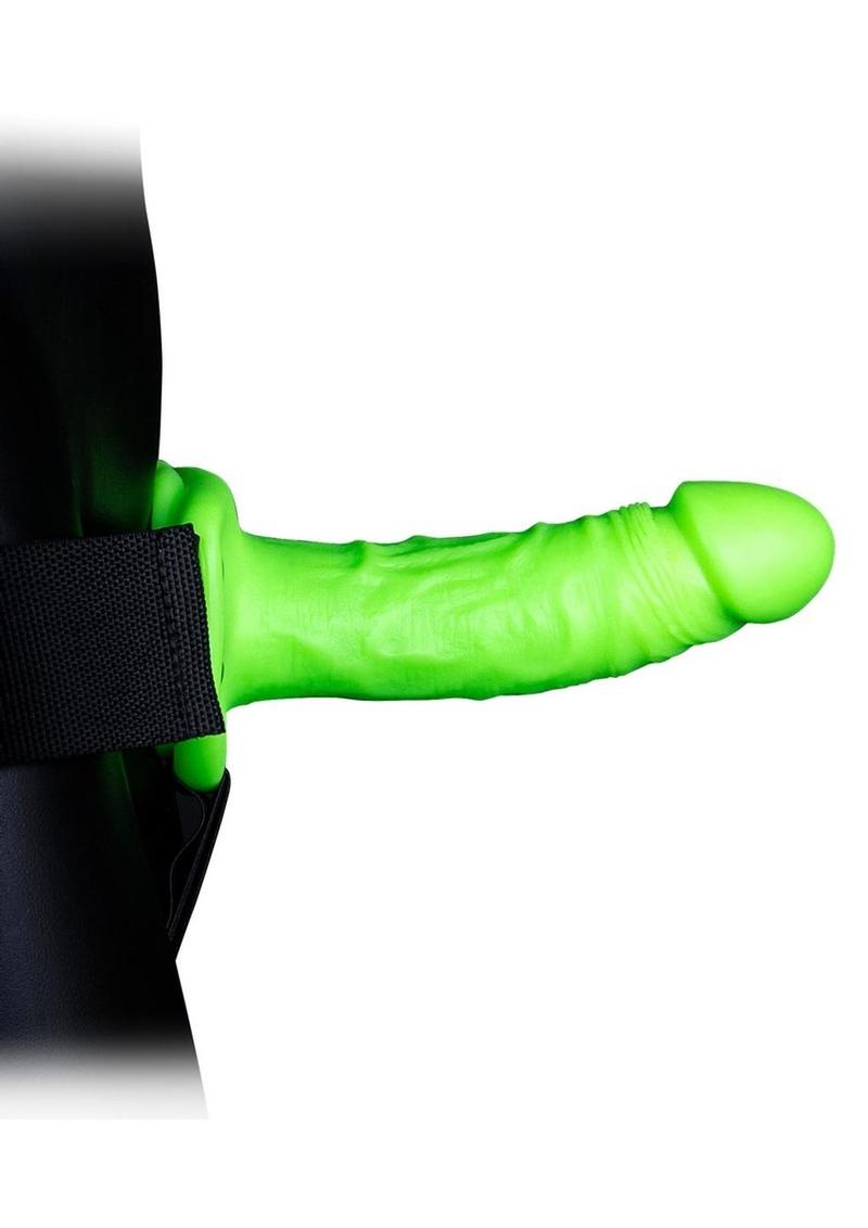 Load image into Gallery viewer, Ouch! Realistic Dildo Strap-On Harness - Black/Glow In The Dark/Green - 7in
