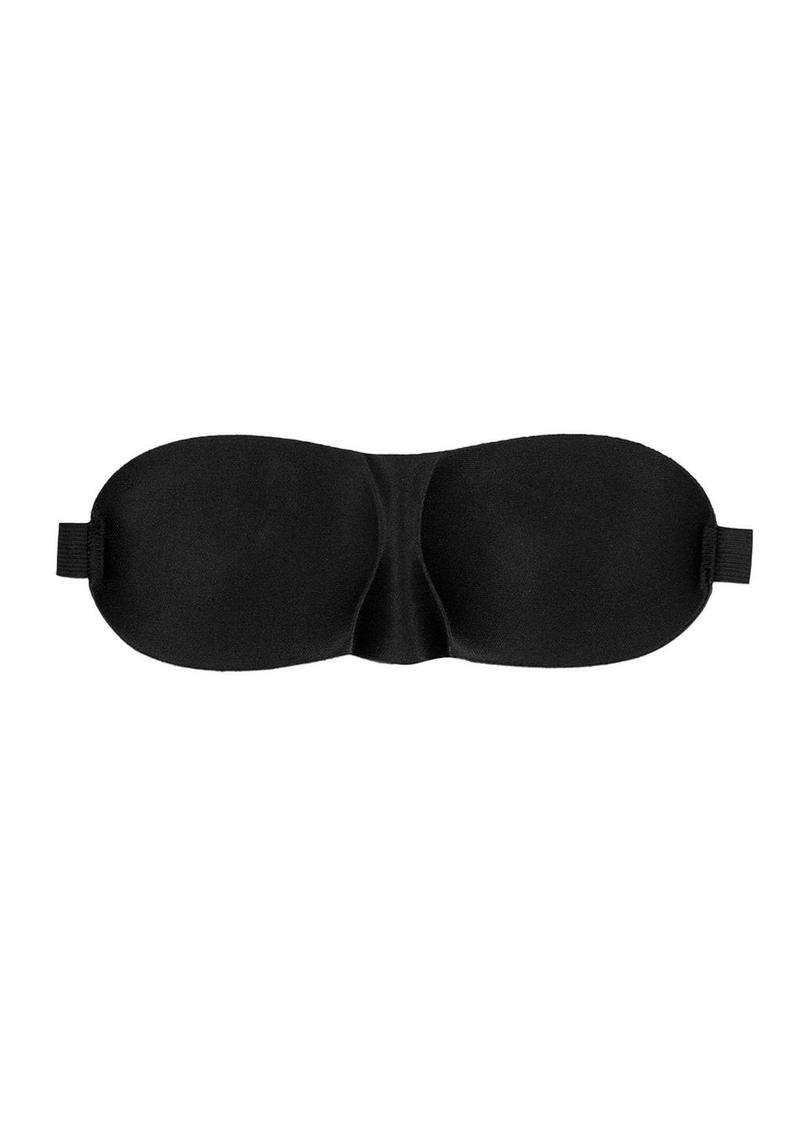 Load image into Gallery viewer, Ouch! Satin Curvy Eye Mask with Elastic Straps - Black
