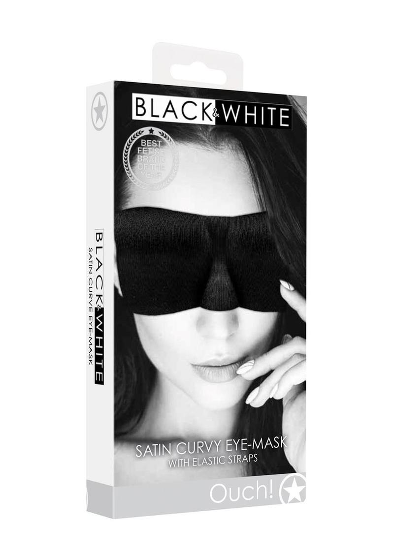 Load image into Gallery viewer, Ouch! Satin Curvy Eye Mask with Elastic Straps - Black
