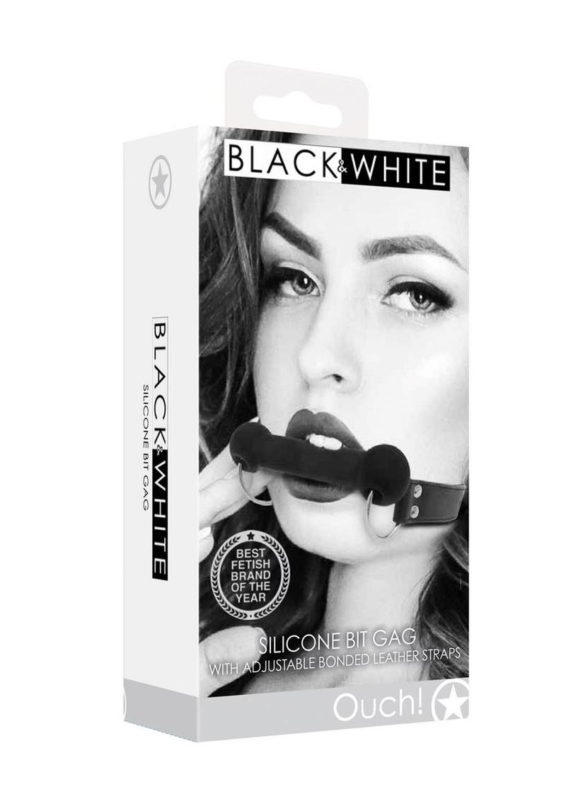 Load image into Gallery viewer, Ouch! Silicone Bit Gag with Adjustable Bonded Leather Straps - Black
