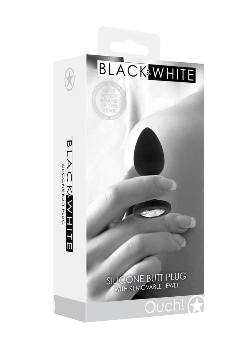 Load image into Gallery viewer, Ouch! Silicone Butt Plug with Removable Jewel - Black
