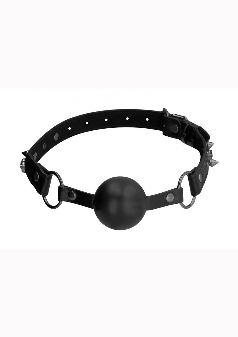 Load image into Gallery viewer, Ouch! Skull and Bones Silicone Ball Gag - Black
