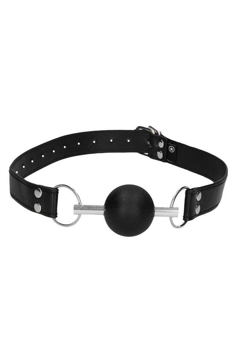 Load image into Gallery viewer, Ouch! Solid Ball Gag with Bonded Leather Straps - Black
