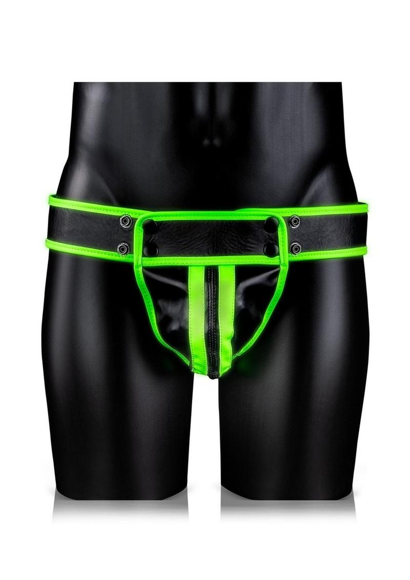 Load image into Gallery viewer, Ouch! Striped Jock Strap - Black/Glow In The Dark/Green - Medium/Small
