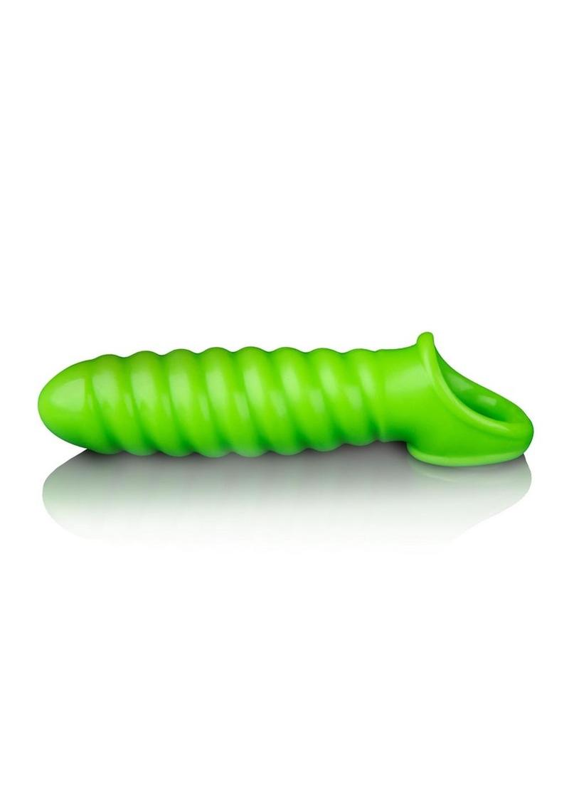 Load image into Gallery viewer, Ouch! Swirl Strechy Penis Sleeve - Glow In The Dark/Green
