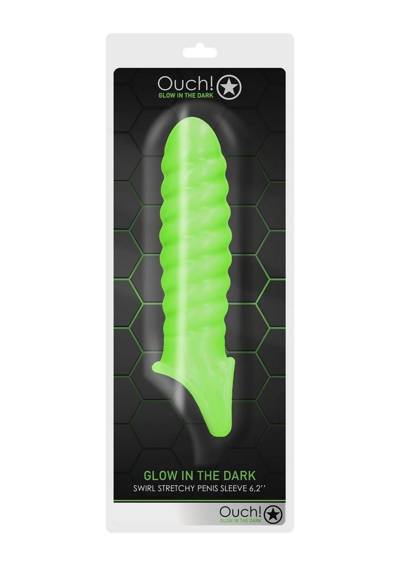 Load image into Gallery viewer, Ouch! Swirl Strechy Penis Sleeve - Glow In The Dark/Green
