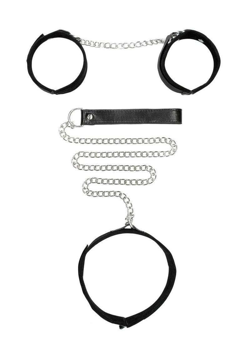 Load image into Gallery viewer, Ouch! Velcro Collar with Leash and Hand Cuffs - Black

