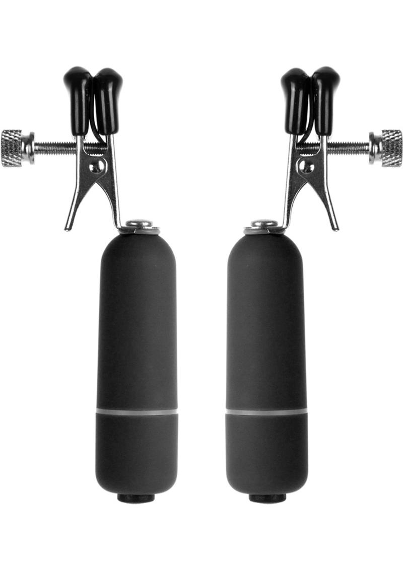 Load image into Gallery viewer, Ouch! Vibrating Nipple Clamps - Black
