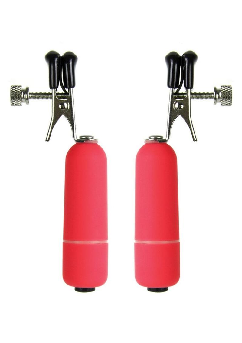 Load image into Gallery viewer, Ouch! Vibrating Nipple Clamps - Red
