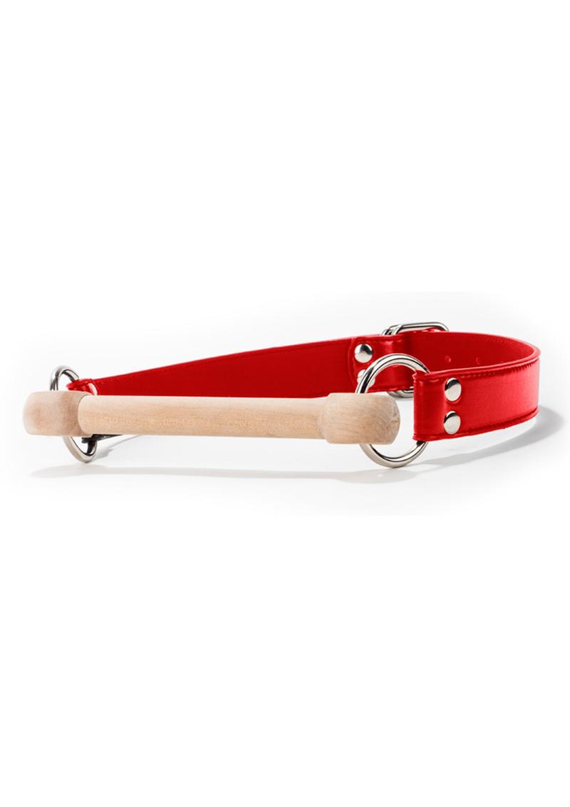 Load image into Gallery viewer, Ouch! Wooden Bridle Gag with Leather Straps - Red
