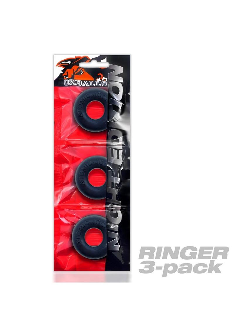 Load image into Gallery viewer, Oxballs Ringer Plus+ Silicone Cock Ring (3 Pack) - Night Edition - Black
