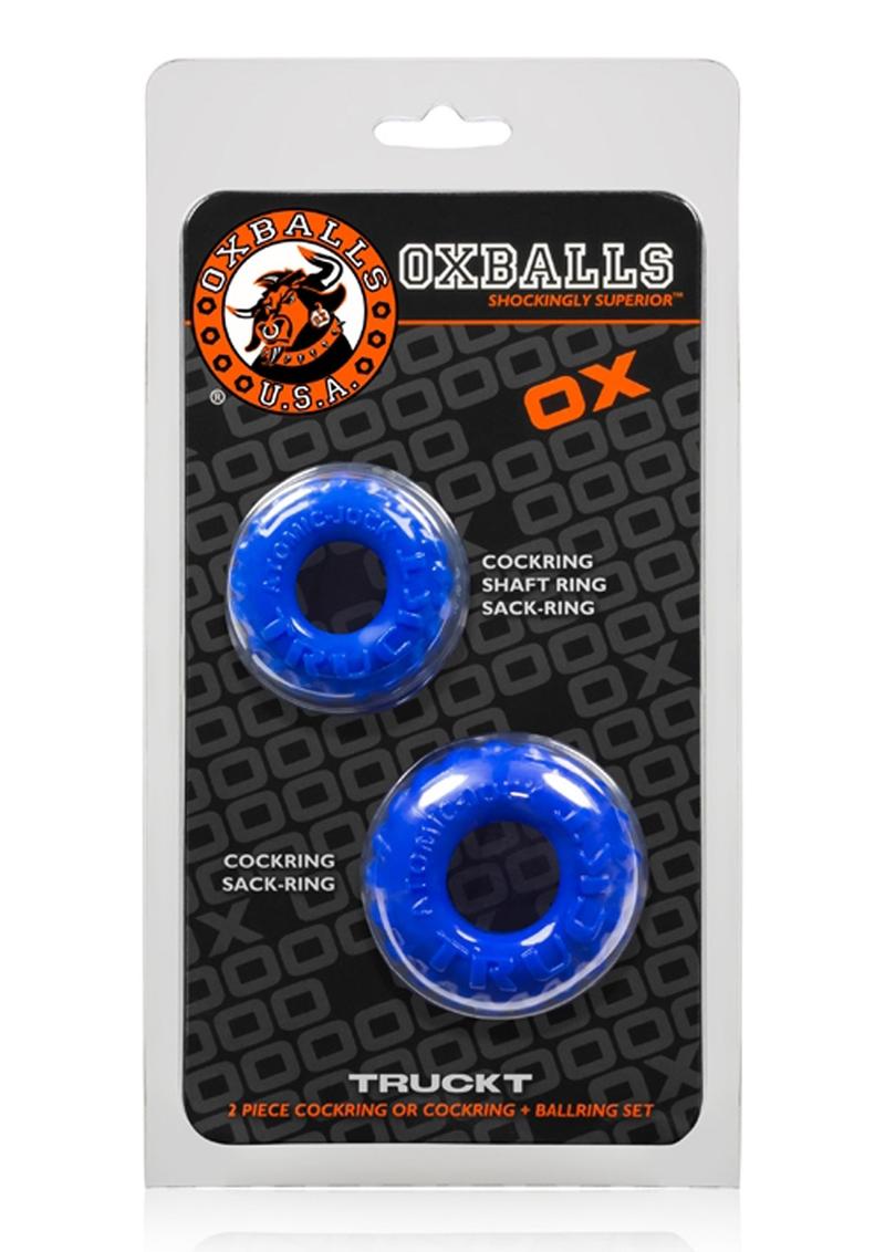 Load image into Gallery viewer, Oxballs Truckt Cock Ring (2 Pack) - Police - Blue
