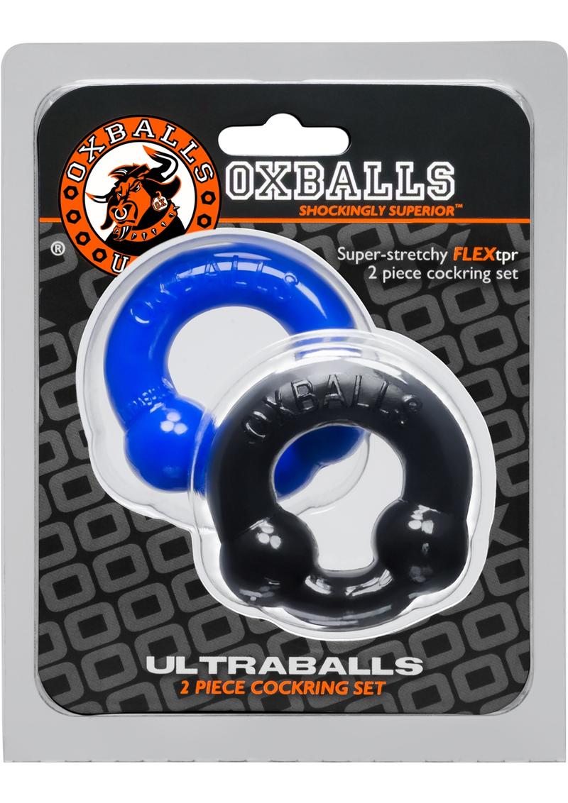 Load image into Gallery viewer, Oxballs Ultraballs Cock Ring - Black/Blue - 2 Pack/Set
