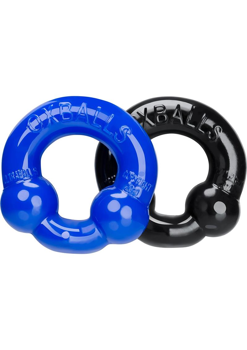 Load image into Gallery viewer, Oxballs Ultraballs Cock Ring - Black/Blue - 2 Pack/Set
