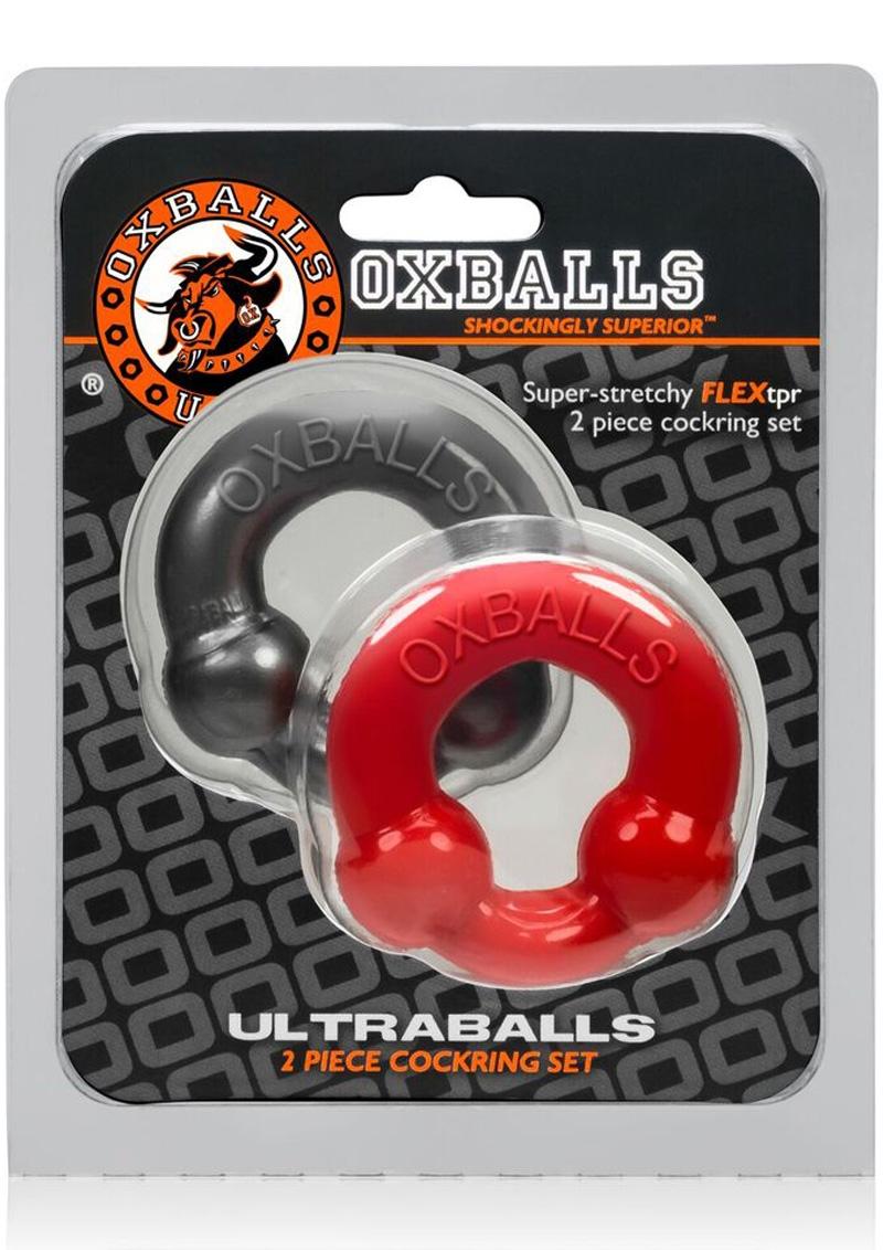 Load image into Gallery viewer, Oxballs Ultraballs Cock Ring - Red/Silver - 2 Pack/Set
