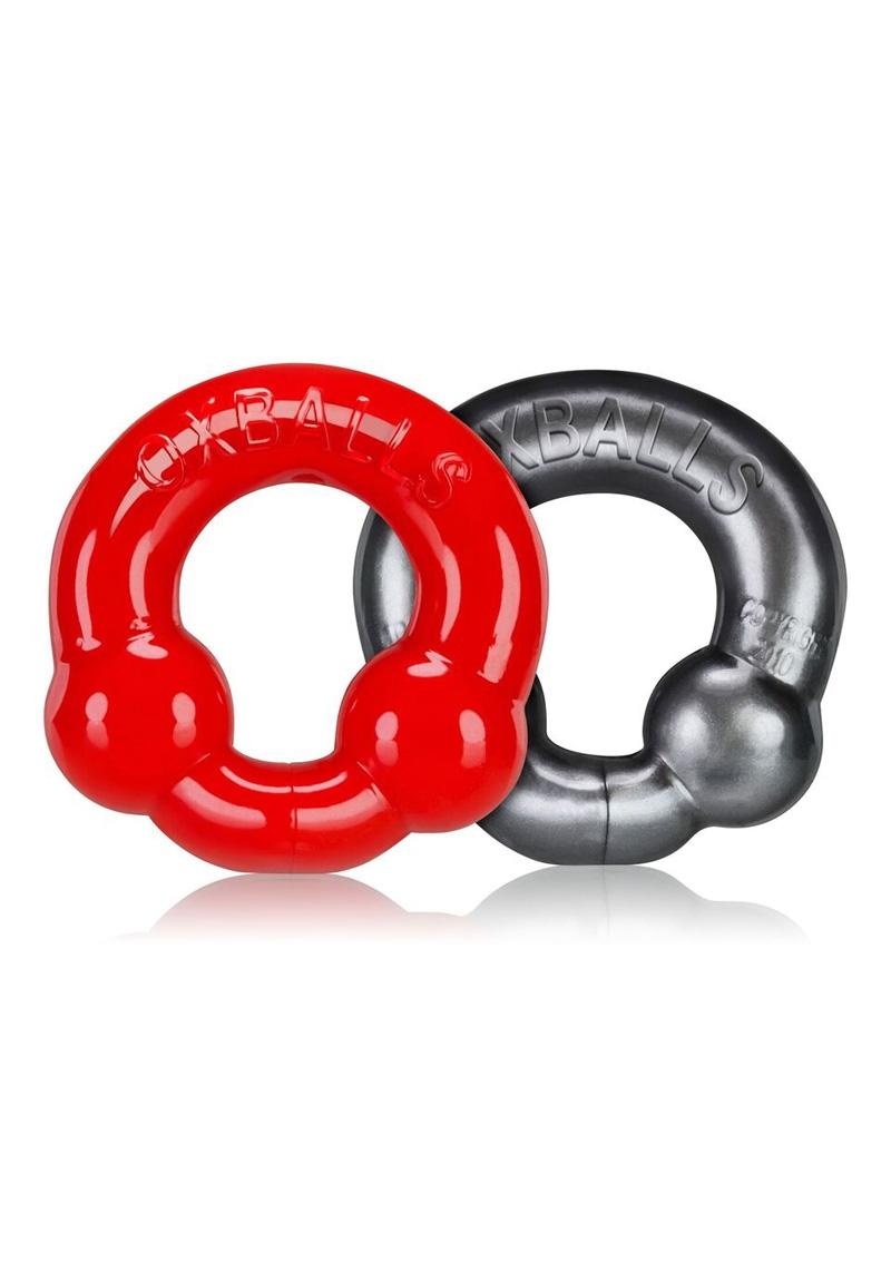 Load image into Gallery viewer, Oxballs Ultraballs Cock Ring - Red/Silver - 2 Pack/Set
