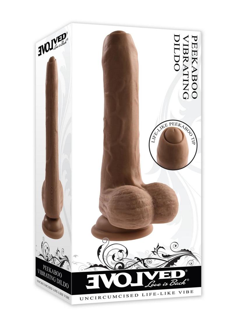 Load image into Gallery viewer, Peek A Boo Vibrating Rechargeable Silicone Dildo - Chocolate
