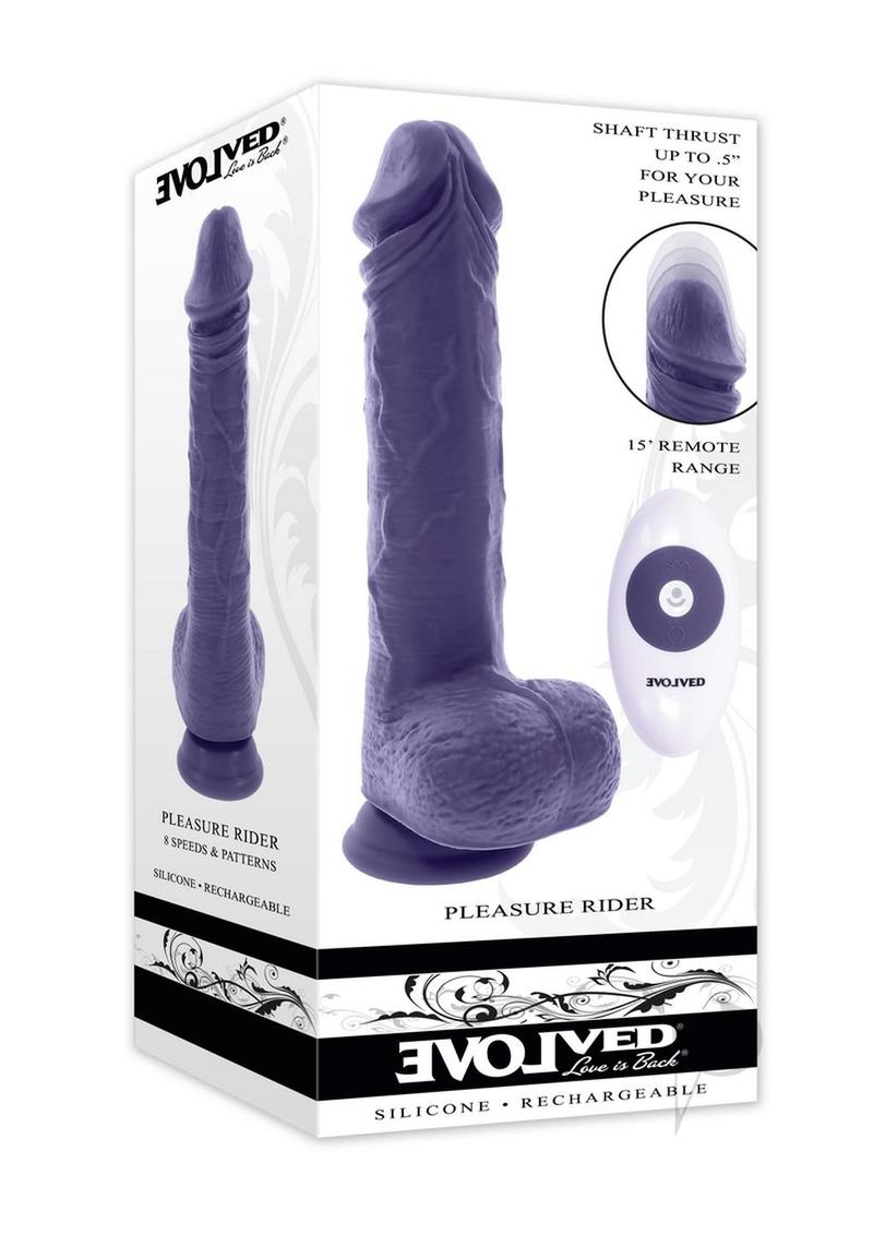 Load image into Gallery viewer, Pleasure Rider Rechargeable Silicone Thrusting Vibrating Dildo - Purple
