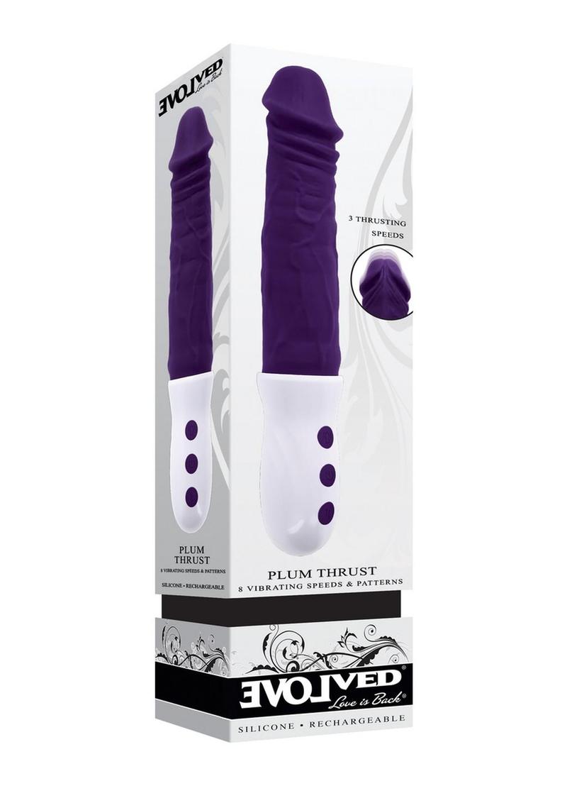 Load image into Gallery viewer, Plum Thrust Rechargeable Silicone Dildo - Purple/White
