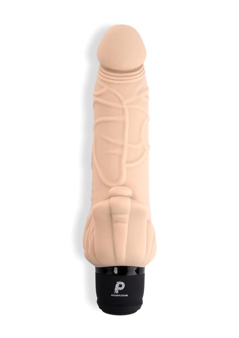 Load image into Gallery viewer, Powercocks Silicone Realistic Vibrator with Clitoral Stimulator - Vanilla - 7in
