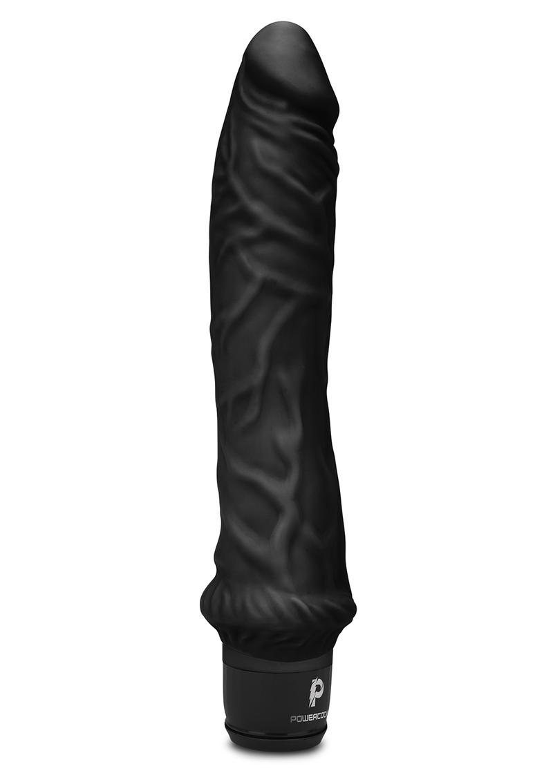 Load image into Gallery viewer, Powercocks Silicone Rechargeable Girthy Realistic Vibrator - Black - 8in
