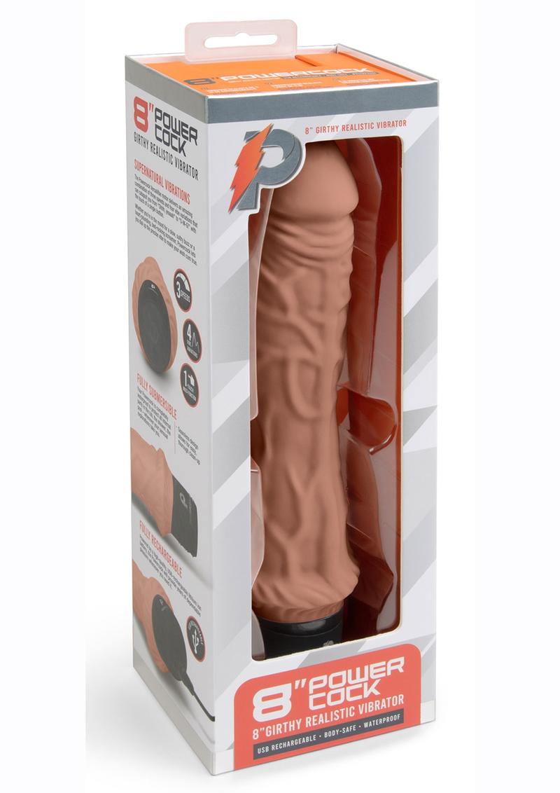 Load image into Gallery viewer, Powercocks Silicone Rechargeable Girthy Realistic Vibrator - Caramel - 8in
