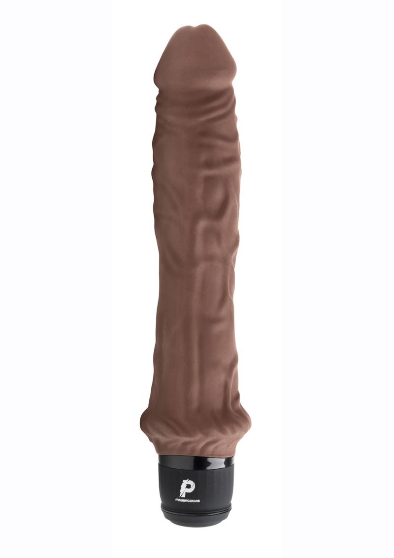 Load image into Gallery viewer, Powercocks Silicone Rechargeable Girthy Realistic Vibrator - Chocolate - 8in
