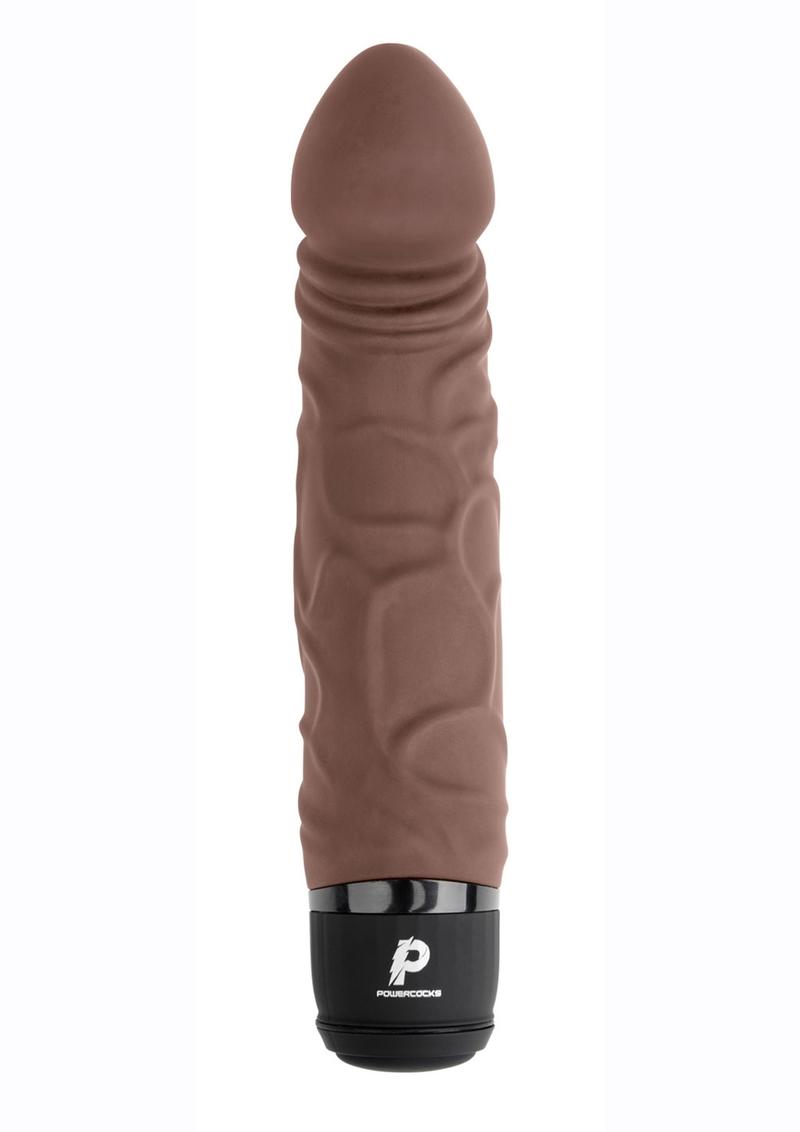 Load image into Gallery viewer, Powercocks Silicone Rechargeable Realistic Vibrator - Chocolate - 6.5in
