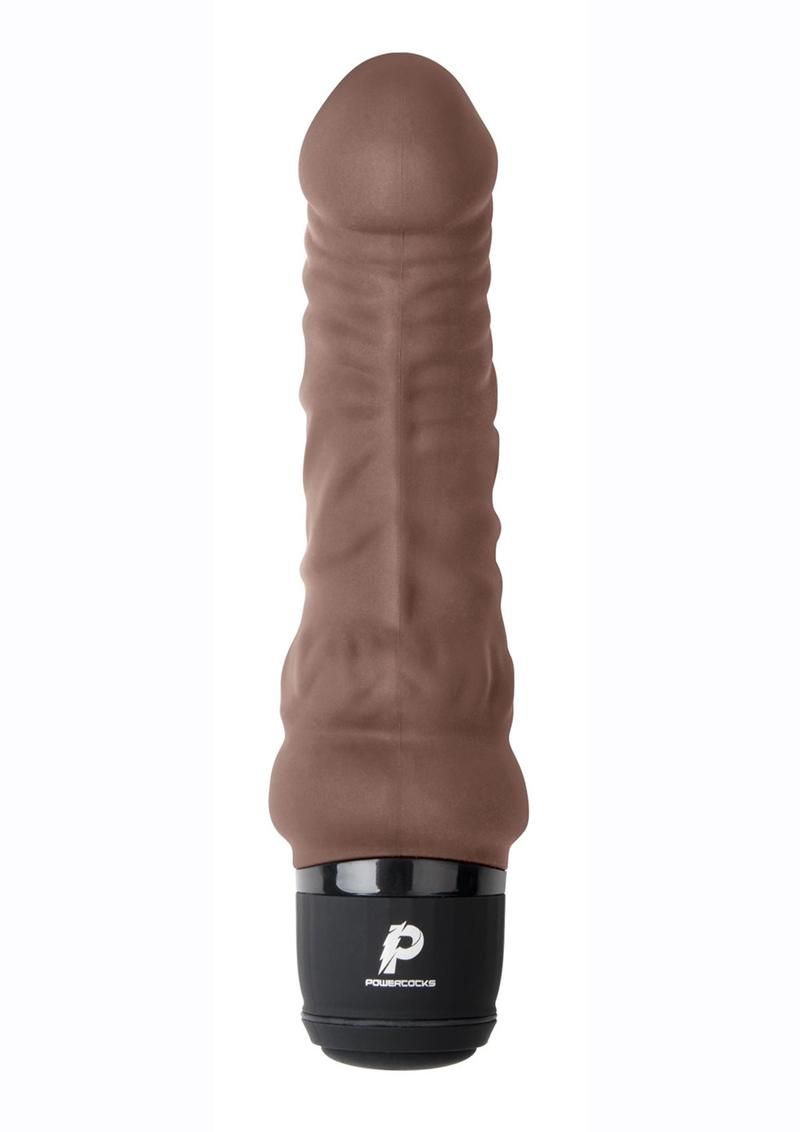 Load image into Gallery viewer, Powercocks Silicone Rechargeable Realistic Vibrator - Chocolate - 6in
