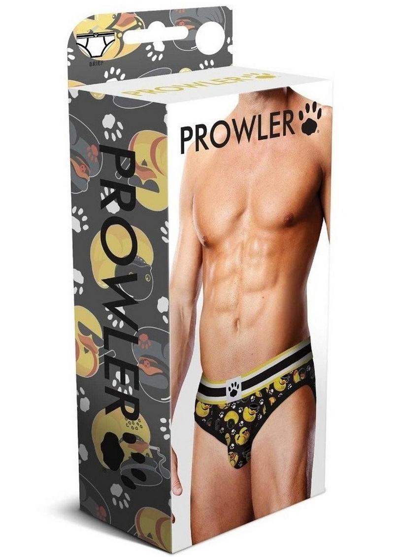 Load image into Gallery viewer, Prowler BDSM Rubber Ducks Brief - Black/Yellow - Small
