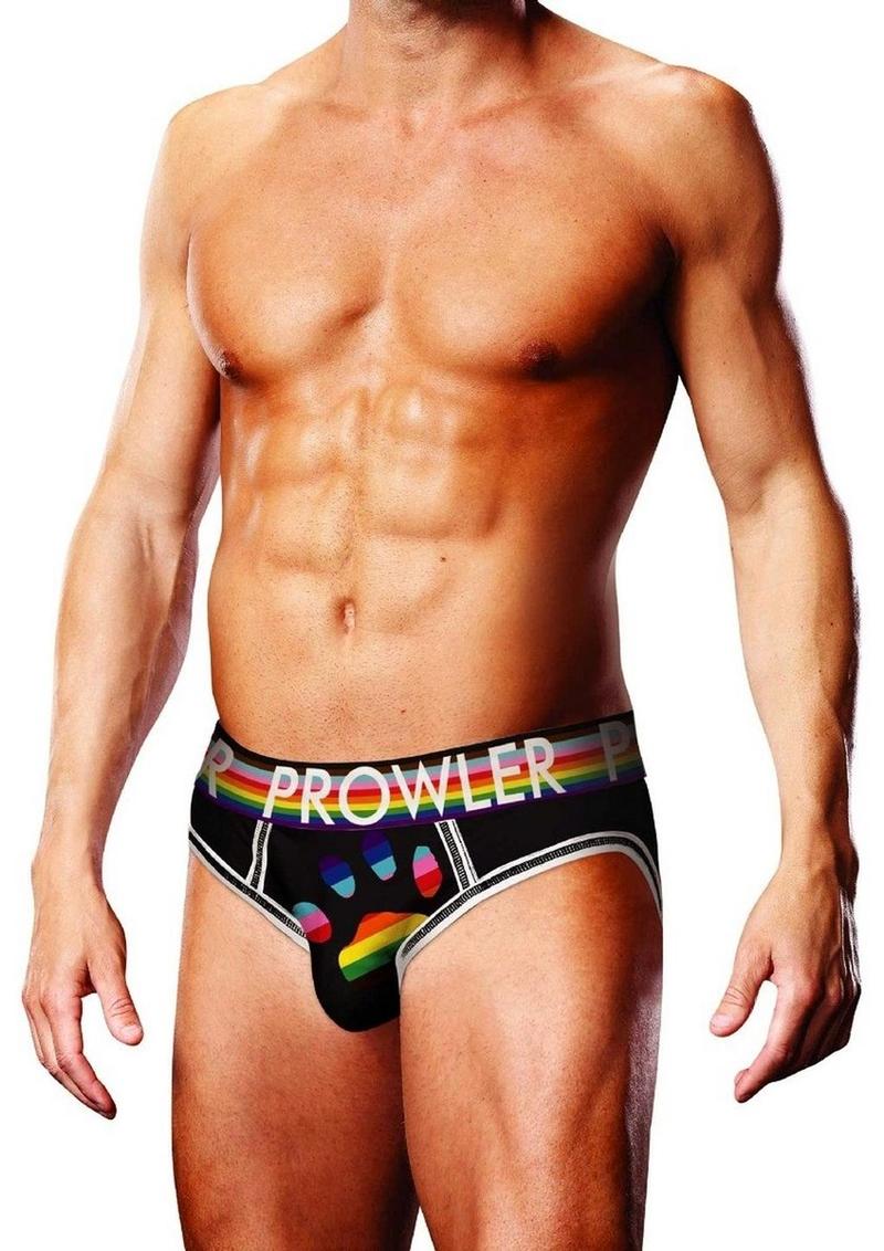 Load image into Gallery viewer, Prowler Black Oversized Paw Open Brief - Black/Multicolor/Rainbow - Large
