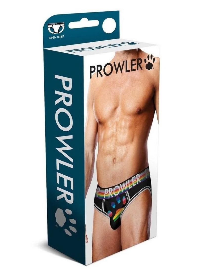 Load image into Gallery viewer, Prowler Black Oversized Paw Open Brief - Black/Multicolor/Rainbow - Small
