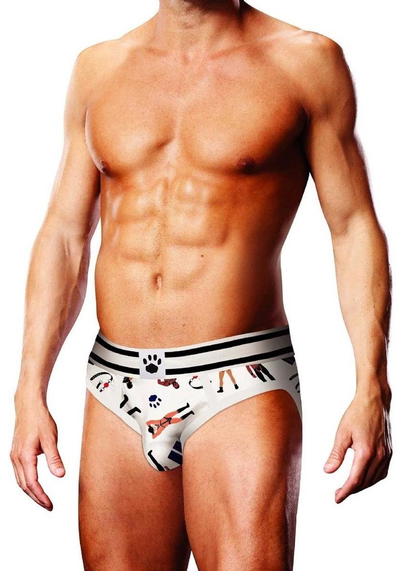 Load image into Gallery viewer, Prowler Leather Pride Brief - Black/White - Large
