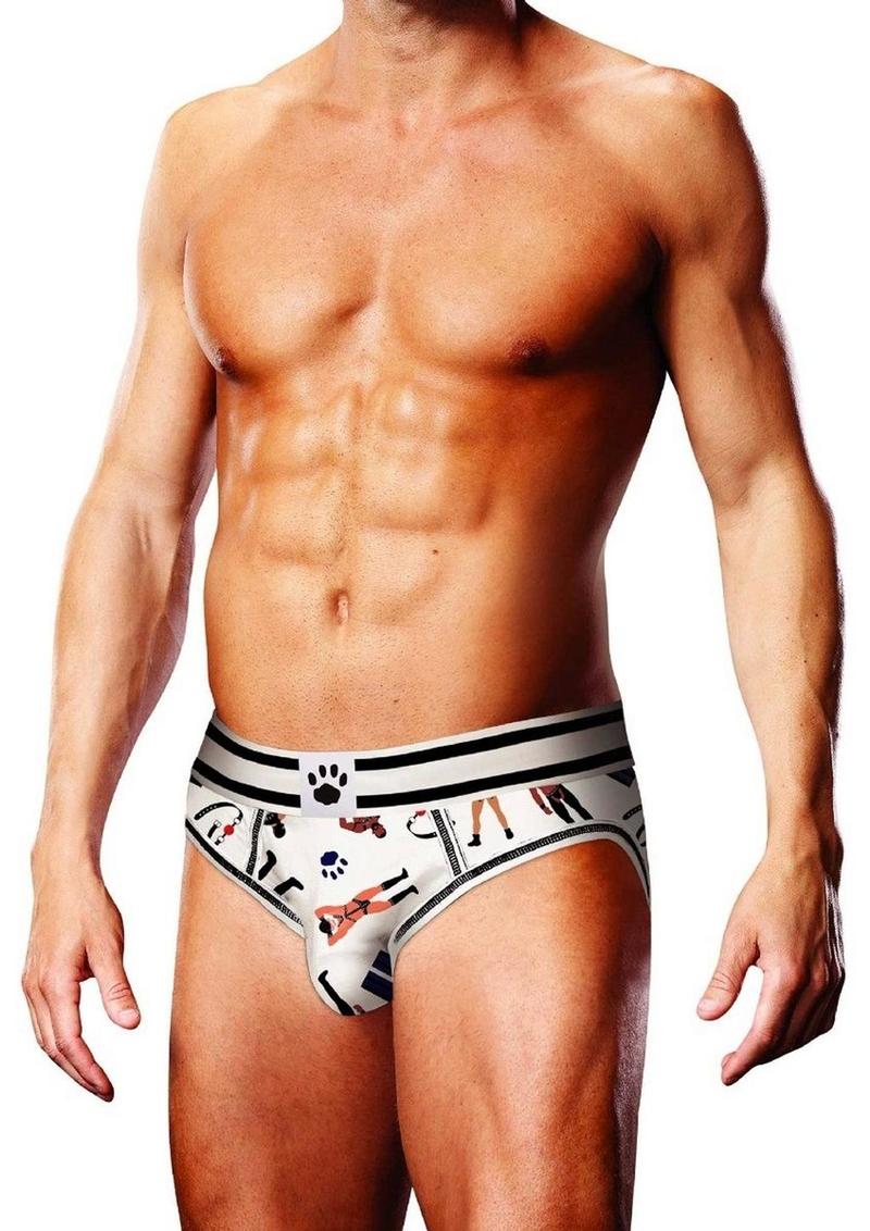 Load image into Gallery viewer, Prowler Leather Pride Open Brief - Black/White - Large
