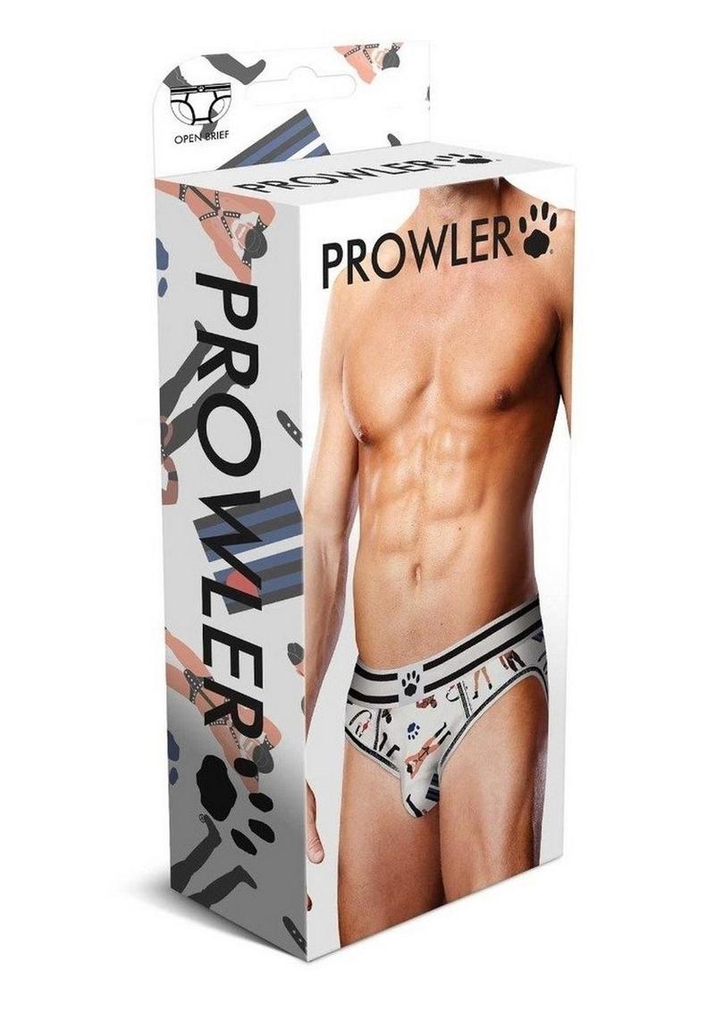 Load image into Gallery viewer, Prowler Leather Pride Open Brief - Black/White - Small
