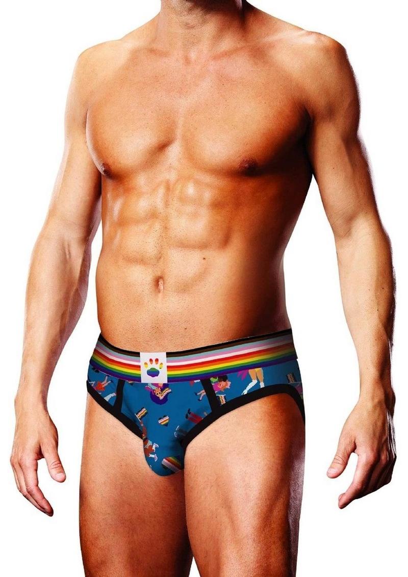 Load image into Gallery viewer, Prowler Pixel Art Gay Pride Collection Brief - Blue/Multicolor - Large
