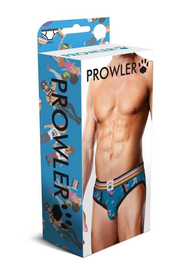 Load image into Gallery viewer, Prowler Pixel Art Gay Pride Collection Brief - Blue/Multicolor - Small
