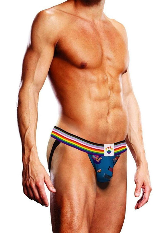 Prowler Pixel Art Gay Pride Collection Jock - Blue/Multicolor - Large