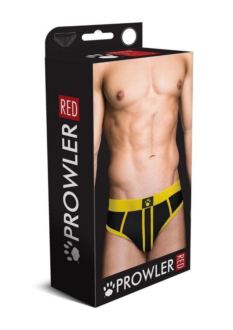 Load image into Gallery viewer, Prowler Red Ass-Less Brief - Black/Yellow - Large
