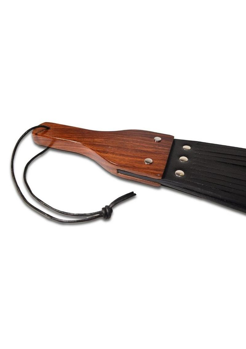 Load image into Gallery viewer, Prowler Red Leather and Wood Fringe Paddle - Black/Brown
